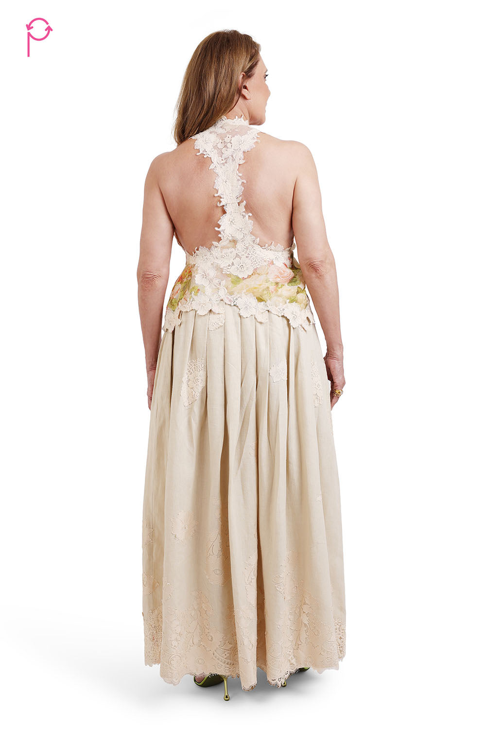 Zimmermann Top with Linen Lace Patchwork Skirt