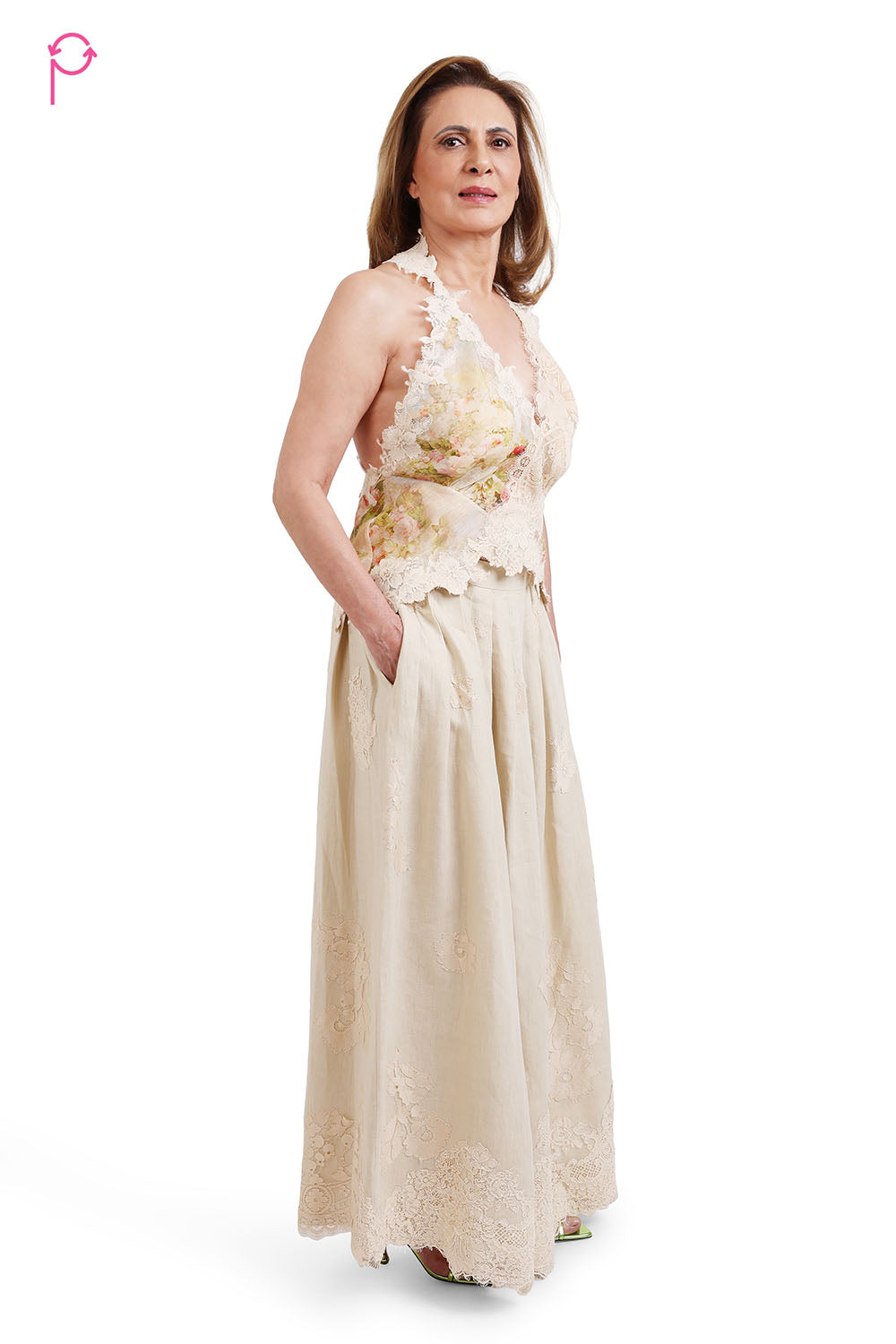 Zimmermann Top with Linen Lace Patchwork Skirt