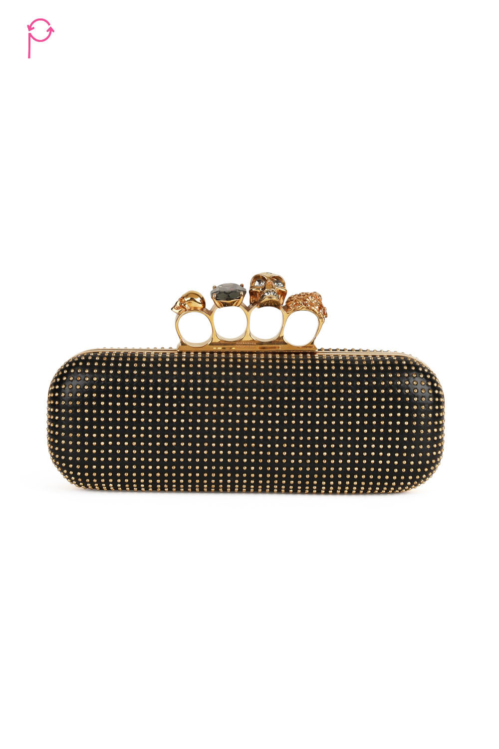 Black Studded Knuckle Clutch