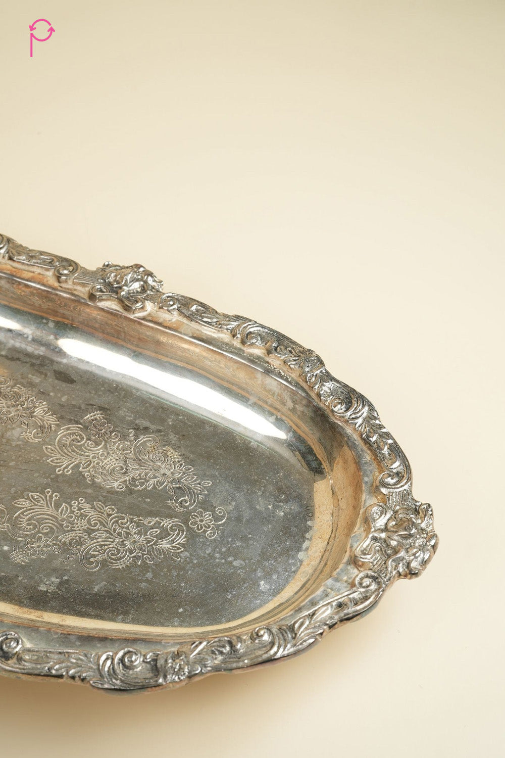 Preloved Vintage Ornate Silver-Plated Engraved Tray