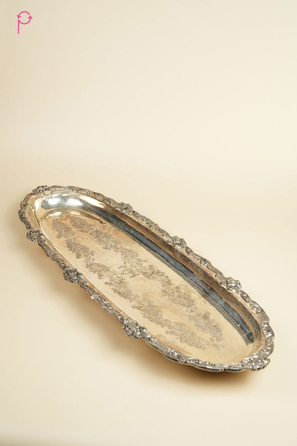 Preloved Vintage Ornate Silver-Plated Engraved Tray