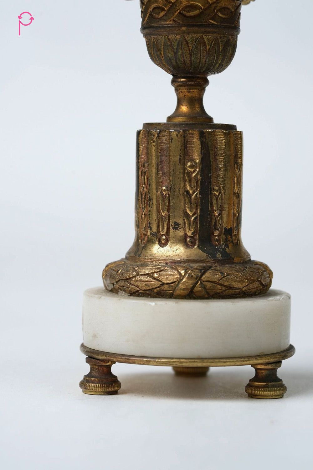 Preloved vintage French Empire Gilt & Marble Candlestick Holders (Set of 2)