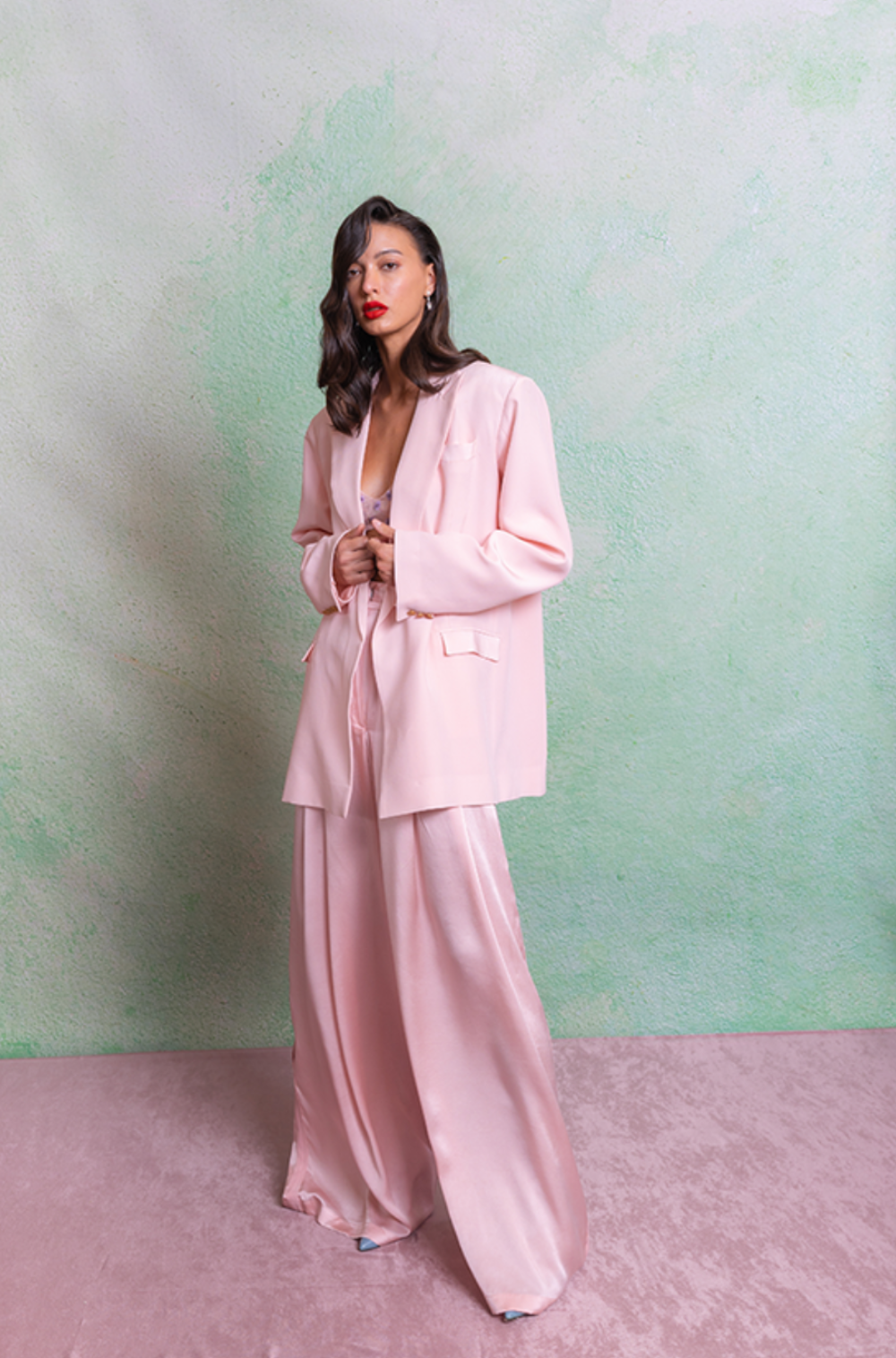 Pink Daisies Silk Jacket Set