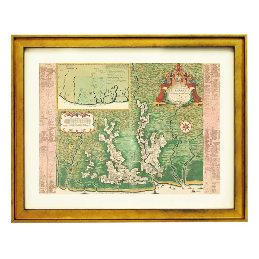 Vintage Map Art Print (Green Frame)