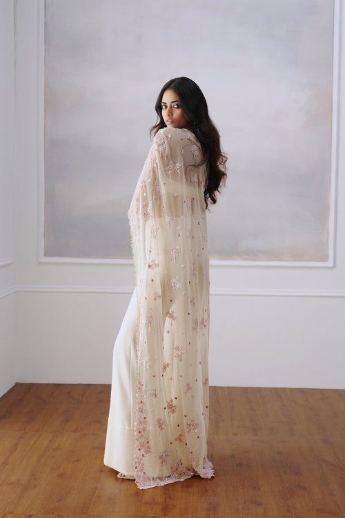Ivory Floral Cape Pant Set