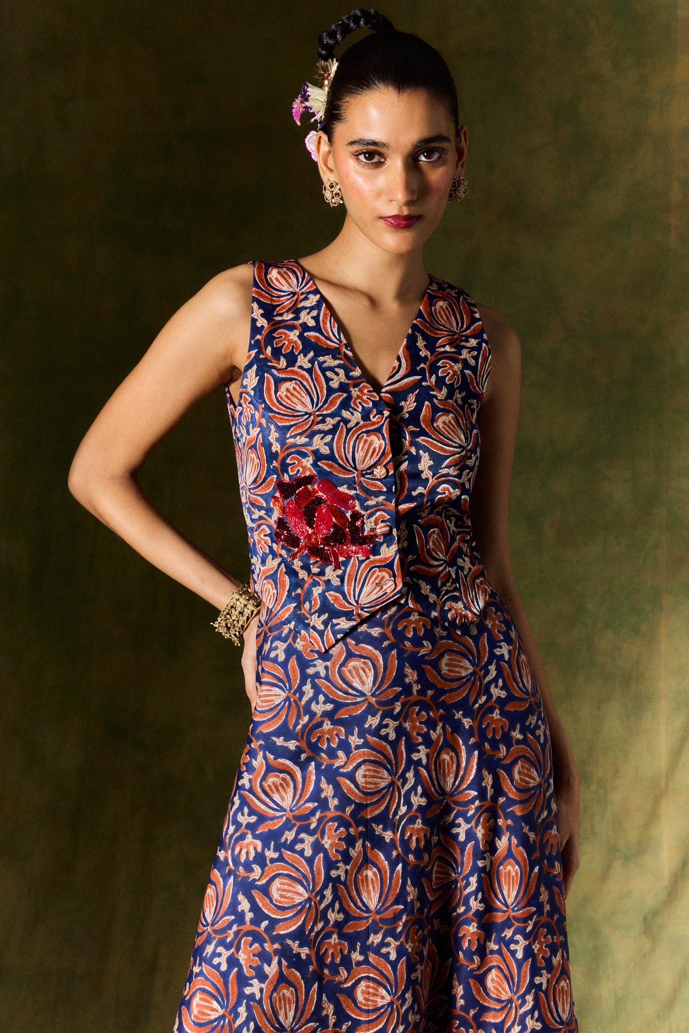 Inaaya Silk Skirt & Waistcoat Set