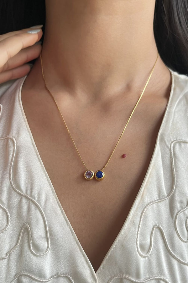Two Birthstone Necklace